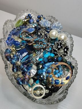 Beautiful Glass Dish Filled With Jewelry